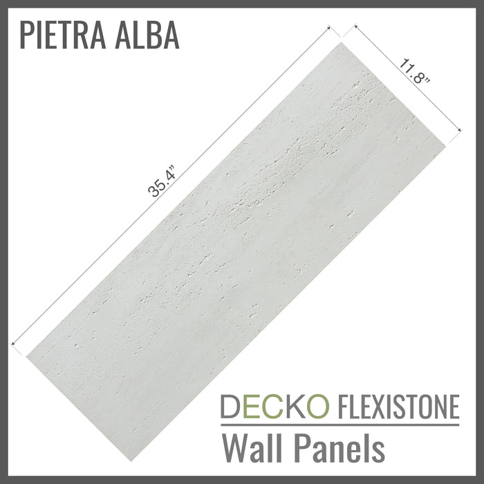 Flexible 3D Stone Wall Panels - <b>PIETRA ALBA</b> - Box of 16 panels (35.4" x 11.8") <b>46.5 sqft</b> coverage | DECKO Flexistone