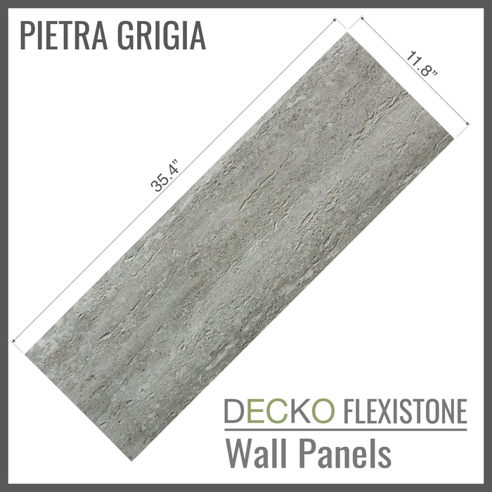 Flexible 3D Stone Wall Panels - <b>PIETRA GRIGIA</b> - Box of 16 panels (35.4" x 11.8") <b>46.5 sqft </b> coverage | DECKO Flexistone
