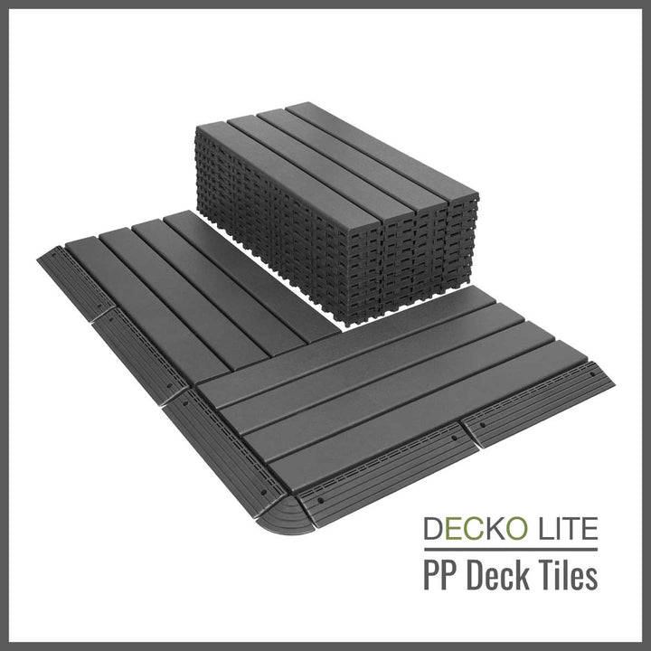 Deck Tiles - <b>GREYSLAT</b> - Interlocking PP Flooring, with Recycled Premium Polypropylene | DECKO Lite - (24" x 12" x 0.78" tile) - (One Piece)