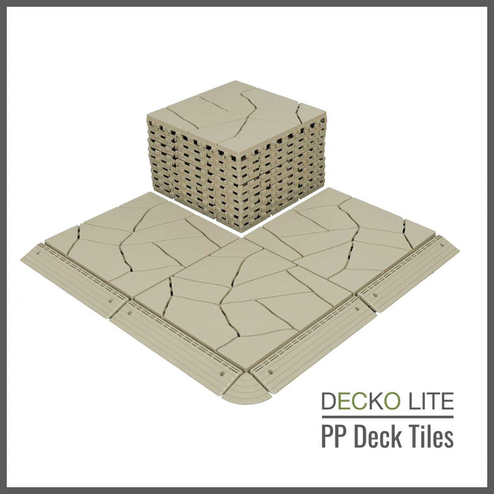 Deck Tiles - <b>BEIGESTONE</b> - Interlocking PP Flooring, with Recycled Premium Polypropylene | DECKO Lite (12" x 12" x 0.78" tile) - (One Piece)
