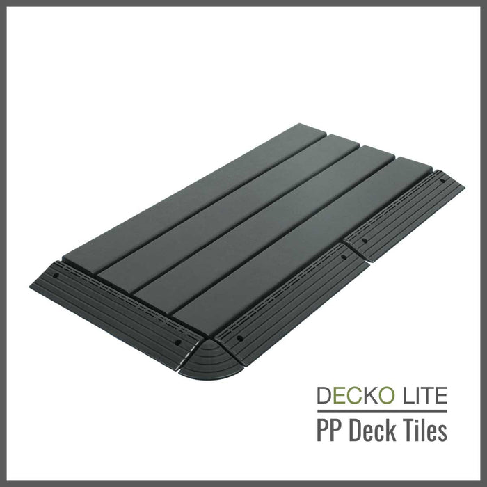 <b>SAMPLE PACK</b> of PP Deck Tiles, Ramp Edges and Corners - Interlocking PP Flooring | DECKO Lite - Free Shipping