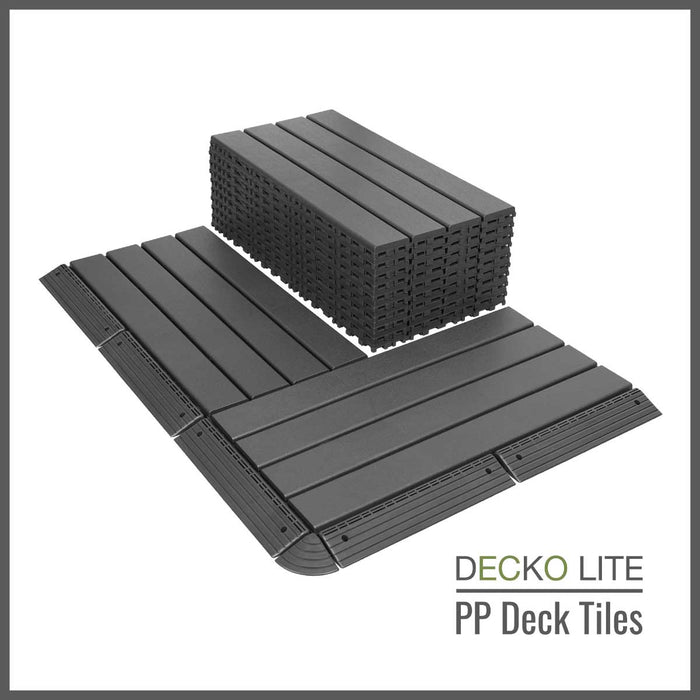 <b>SAMPLE PACK</b> of PP Deck Tiles, Ramp Edges and Corners - Interlocking PP Flooring | DECKO Lite - Free Shipping