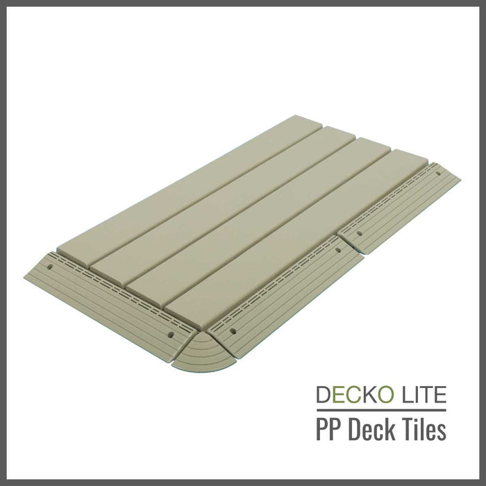 Deck Tiles <b>Ramp Edge</b> for Interlocking PP Flooring - Premium, with Recycled Polypropylene | DECKO Lite (12" x 2.36" x 0.78") - (One Piece)