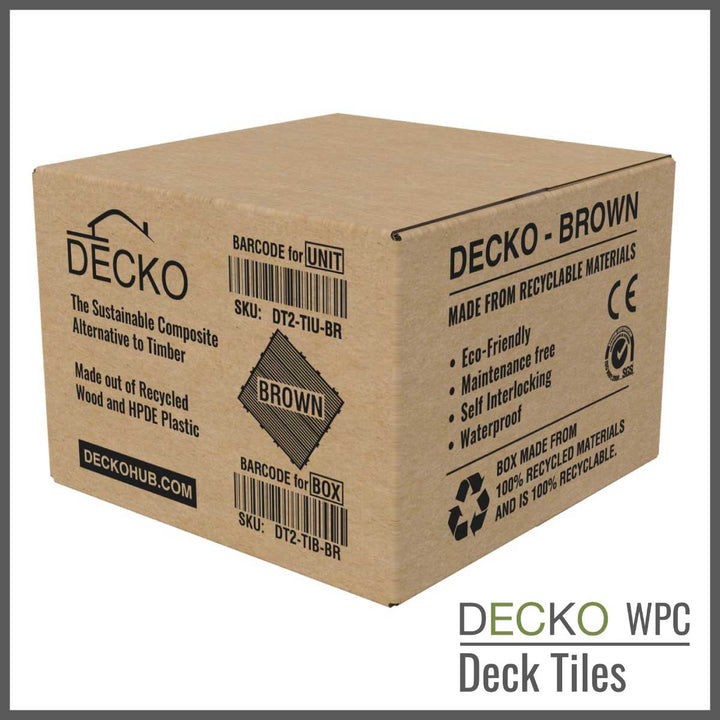 <b>Deck Tiles</b> - Premium WPC Interlocking - Box of 11 tiles = 10.86 sqft | DECKO