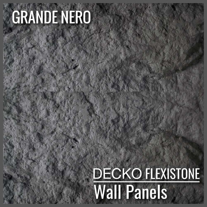 Flexible 3D Stone Wall Panels - <b>GRANDE NERO</b> - Box of 5 serial panels (47.2" x 23.6") <b>38.75 sqft </b> coverage | DECKO Flexistone