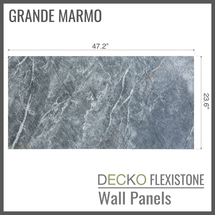 Flexible 3D Stone Wall Panels - <b>GRANDE MARMO</b> - Box of 5 serial panels (47.2" x 23.6") <b>38.75 sqft </b> coverage | DECKO Flexistone