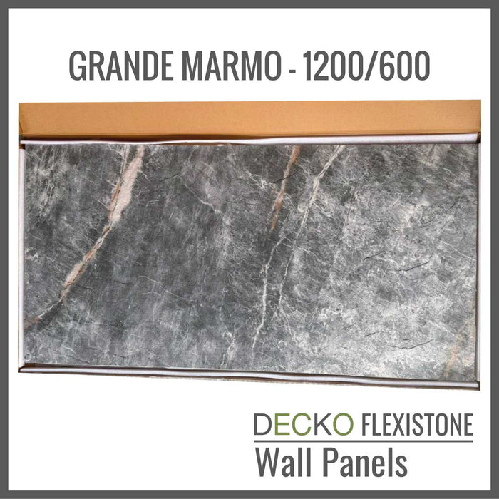Flexible 3D Stone Wall Panels - <b>GRANDE MARMO</b> - Box of 5 serial panels (47.2" x 23.6") <b>38.75 sqft </b> coverage | DECKO Flexistone