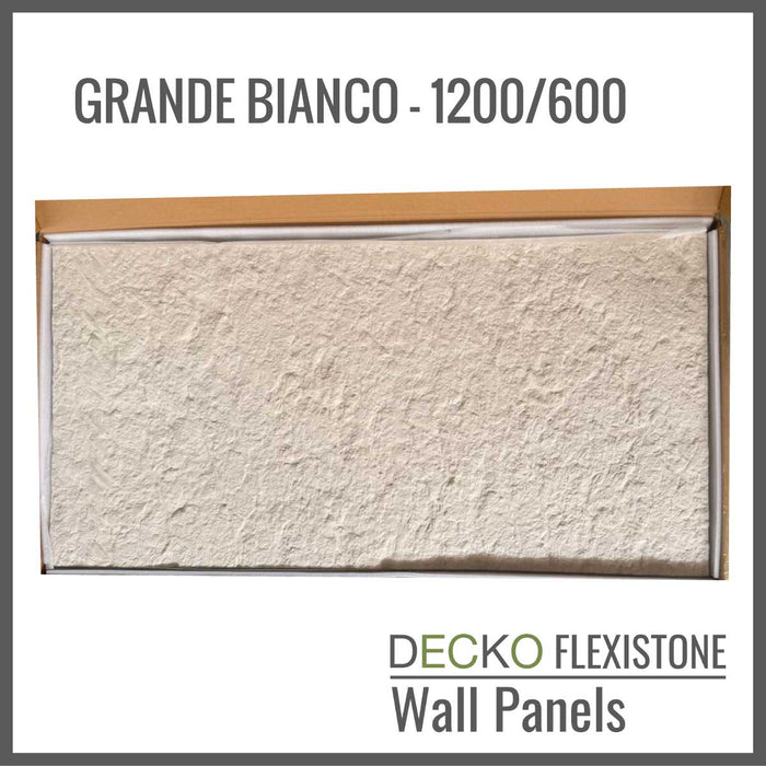 DECKO Flexistone Stone Wall Panels - <b>GRANDE BIANCO</b> - Box of 47.2"x23.6" Panels