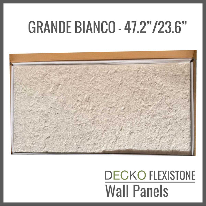 DECKO Flexistone Stone Wall Panels - <b>GRANDE BIANCO</b> - Box of 47.2"x23.6" Panels