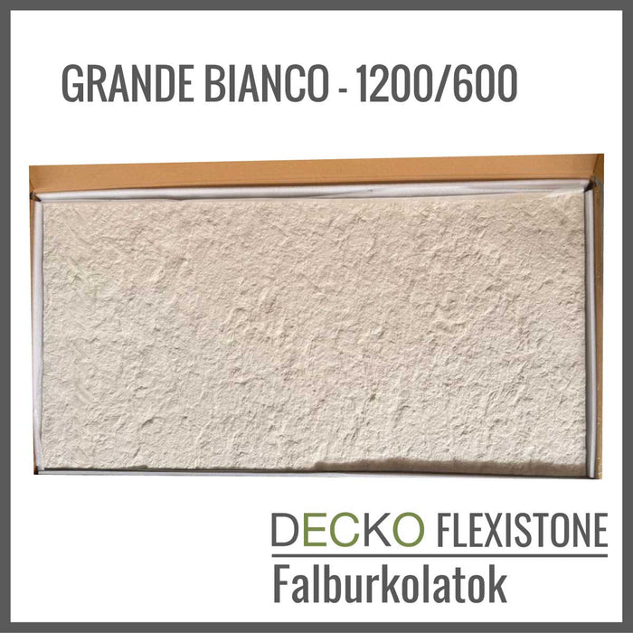 Flexible 3D Stone Wall Panels - <b>GRANDE BIANCO</b> - Box of 5 serial panels (47.2" x 23.6") <b>38.75 sqft </b> coverage | DECKO Flexistone