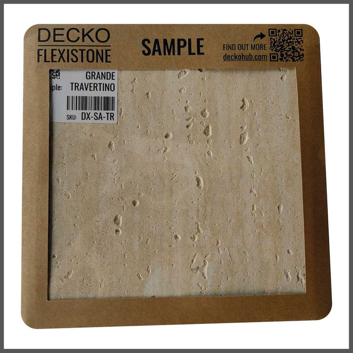 DECKO Flexistone  Stone Wall Panels – <b>PIETRA TRAVERTINO</b> - Box of 35.4" x 11.8" flexible stone panels