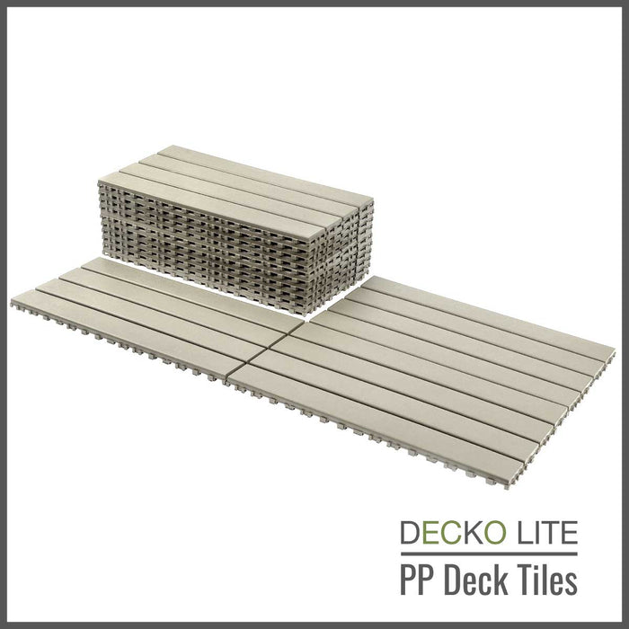 DECKO Lite PP Deck Tiles - <b>BEIGESLAT</b> - 24" x 12" - Premium, 100% Recycled Polypropylene (Price/Tile)