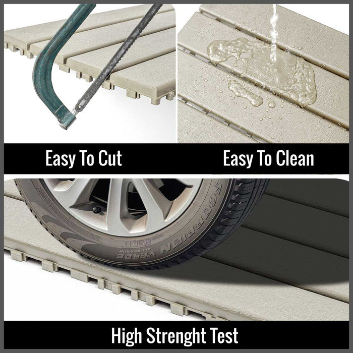 DECKO Lite PP Deck Tiles - <b>BEIGESLAT</b> - 24" x 12" - Premium, 100% Recycled Polypropylene (Price/Tile)