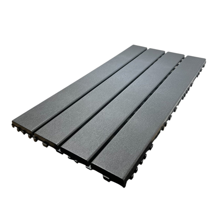 DECKO Lite PP Deck Tiles - GREYSTONE - 24" x 12" - Premium, 100% Recycled Polypropylene (Price/Tile)