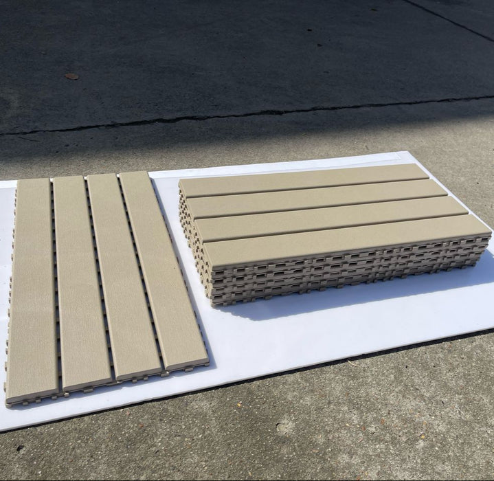 DECKO Lite PP Deck Tiles - BEIGESTONE - 24" x 12" - Premium, 100% Recycled Polypropylene (Price/Tile)