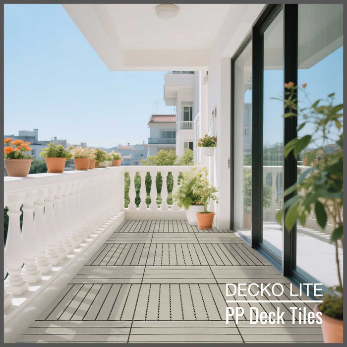 DECKO Lite PP Deck Tiles - <b>BEIGESLAT</b> - 24" x 12" - Premium, 100% Recycled Polypropylene (Price/Tile)
