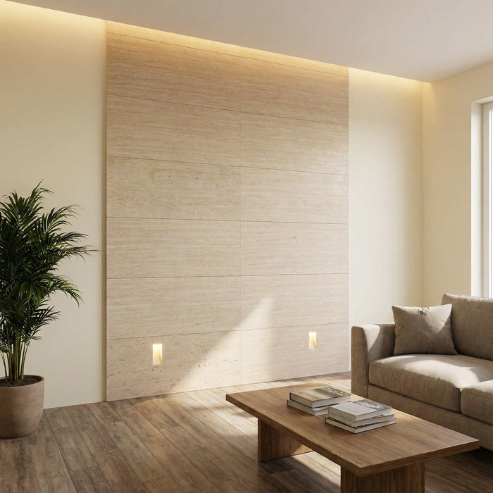 Flexible 3D Stone Wall Panels - <b>PIETRA TRAVERTINO</b> - Box of 16 panels (35.4" x 11.8") <b>46.5 sqft</b> coverage | DECKO Flexistone