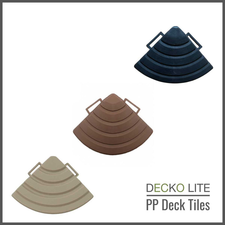 Deck Tiles <b>Corner Ramp Edge</b> for Interlocking PP Flooring | DECKO Lite (2.36" x 2.36" x 0.78") - High End Polypropylene | 100% Recyclable