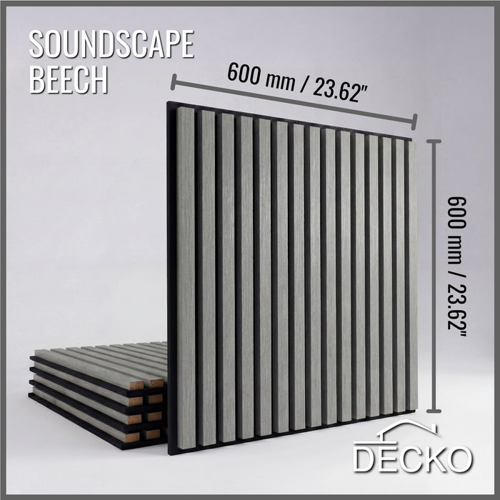Acoustic Sound Dampening Wall Panels - <b>BEECH Square</b> - box of 5 panels (23.6" x 23.6" x 0.8") <b>19.5 sq ft</b> total coverage | DECKO SOUNDSCAPE