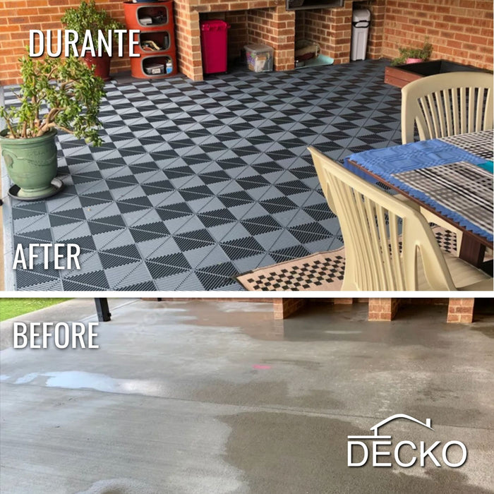 Garage Tile - GREY - Interlocking PP Flooring - High End Polypropylene | 100% Recyclable | DECKO DURANTE (15.8" x 15.8" x 0.7" tile)
