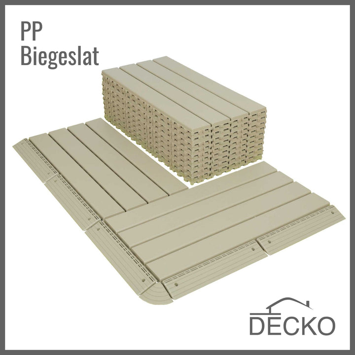Deck Tiles - BEIGESLAT - Interlocking PP Flooring - High End Polypropylene | 100% Recyclable | DECKO Lite (24" x 12" x 0.78" tile)
