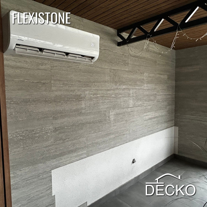 Flexible 3D Stone Wall Panels - PIETRA GRIGIA - Box of 16 panels (35.4" x 11.8") 46.5 sqft coverage | DECKO Flexistone
