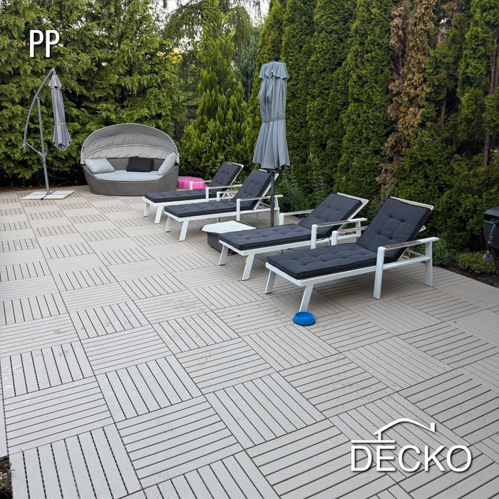 Deck Tiles - BEIGESLAT - Interlocking PP Flooring - High End Polypropylene | 100% Recyclable | DECKO Lite (24" x 12" x 0.78" tile)