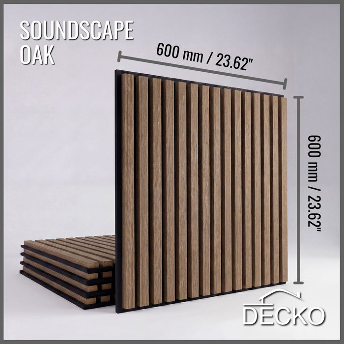 Acoustic Sound Dampening Wall Panels - <b>QAK Square</b> - box of 5 panels (23.6" x 23.6" x 0.8") <b>19.5 sq ft</b> total coverage | DECKO SOUNDSCAPE
