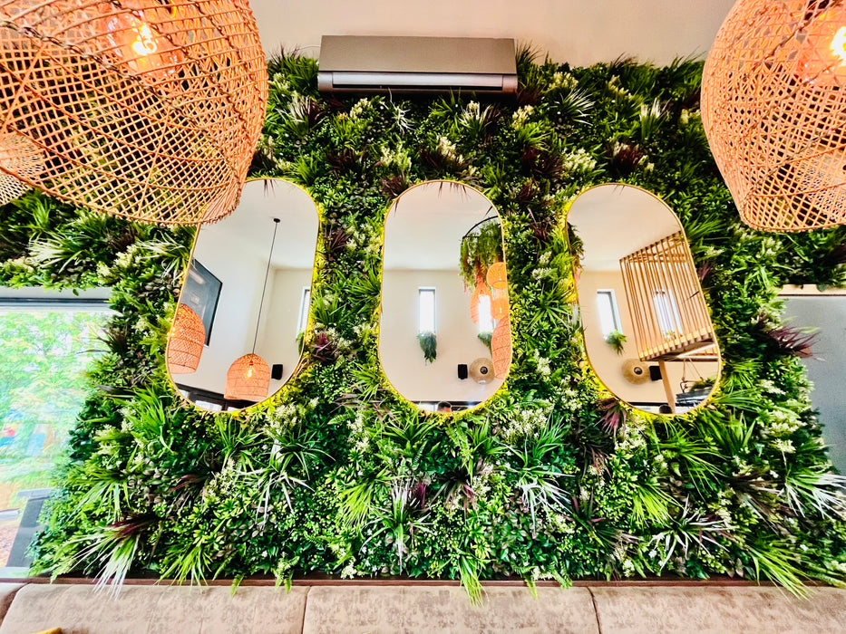 Artificial Plants Green Wall Panel - TROPICAL - 3.3' x 3.3' - | DECKO VERDURE (10.89 sq. feet panel)