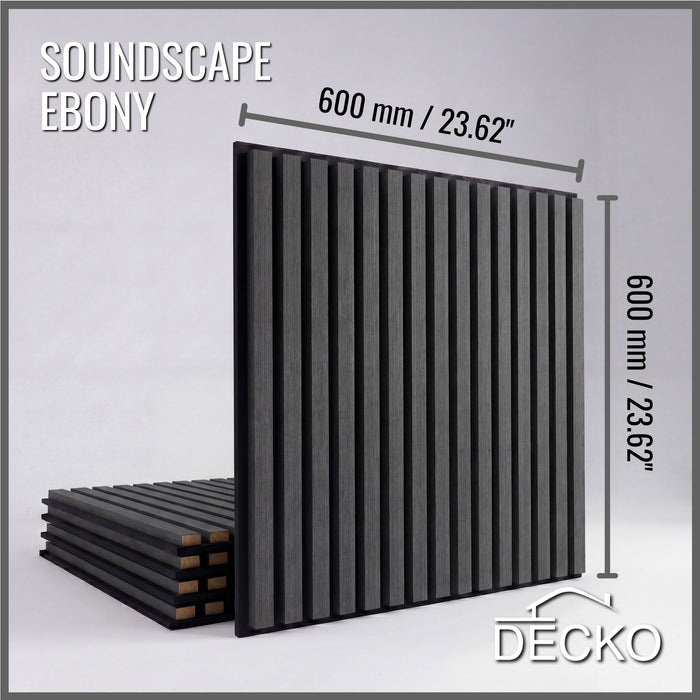 Acoustic Sound Dampening Wall Panels - <b>EBONY Square</b> - box of 5 panels (23.6" x 23.6" x 0.8") <b>19.5 sq ft</b> total coverage | DECKO SOUNDSCAPE