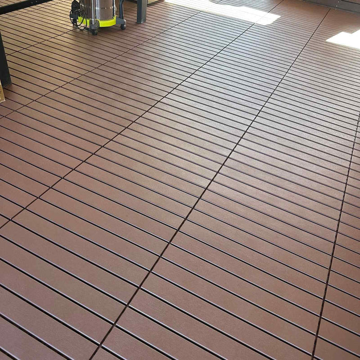 Deck Tiles - <b>BROWNSTONE</b> - Interlocking PP Flooring - High End Polypropylene | 100% Recyclable | DECKO Lite (12" x 12" x 0.78" tile)
