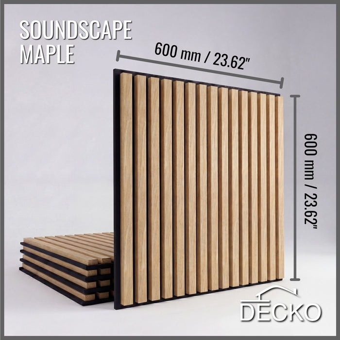 Acoustic Sound Dampening Wall Panels - <b>MAPLE Square</b> - box of 5 panels (23.6" x 23.6" x 0.8") <b>19.5 sq ft</b> total coverage | DECKO SOUNDSCAPE