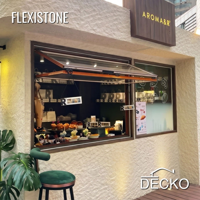 Flexible 3D Stone Wall Panels - GRANDE BIANCO - Box of 5 serial panels (47.2" x 23.6") 38.75 sqft coverage | DECKO Flexistone