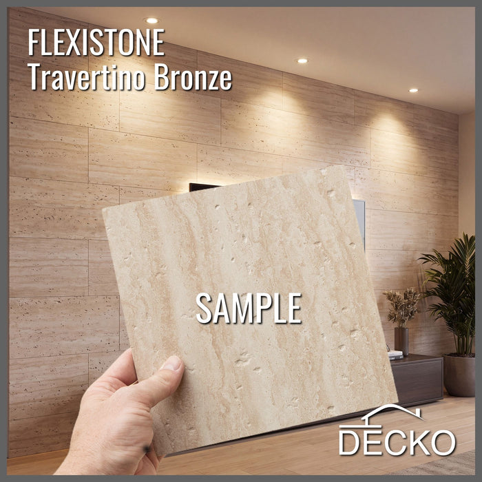 Flexible 3D Stone Wall Panel Sample - TRAVERTINO BRONZE | DECKO Flexistone - Free Shipping