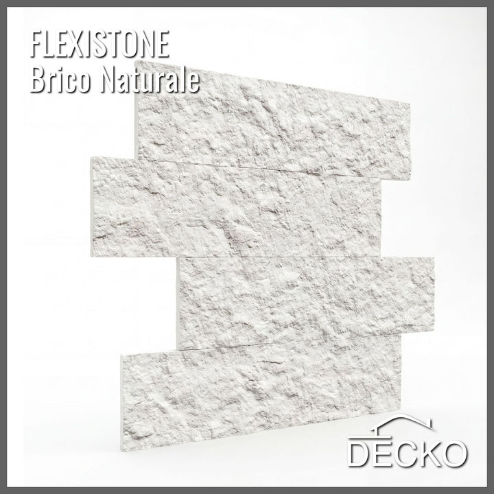 Flexible 3D Stone Wall Panels - BRICO NATURALE - Box of 12 Interlocking Peel-and-Stick Panels 11.64 sqft coverage | DECKO Flexistone