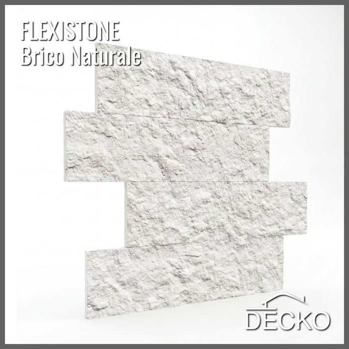 Flexible 3D Stone Wall Panels - BRICO NATURALE - Box of 12 Interlocking Peel-and-Stick Panels 11.64 sqft coverage | DECKO Flexistone