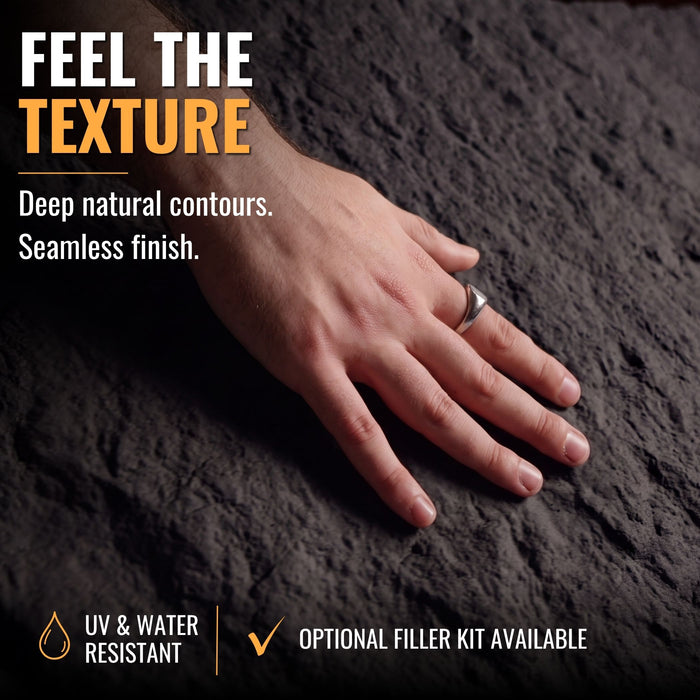 Flexible 3D Stone Wall Panels - GRANDE NERO - Box of 5 serial panels (47.2" x 23.6") 38.75 sqft coverage | DECKO Flexistone