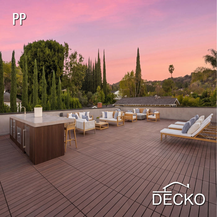 Deck Tiles - BROWNSLAT - Interlocking PP Flooring - High End Polypropylene | 100% Recyclable | DECKO Lite (24" x 12" x 0.78" tile)