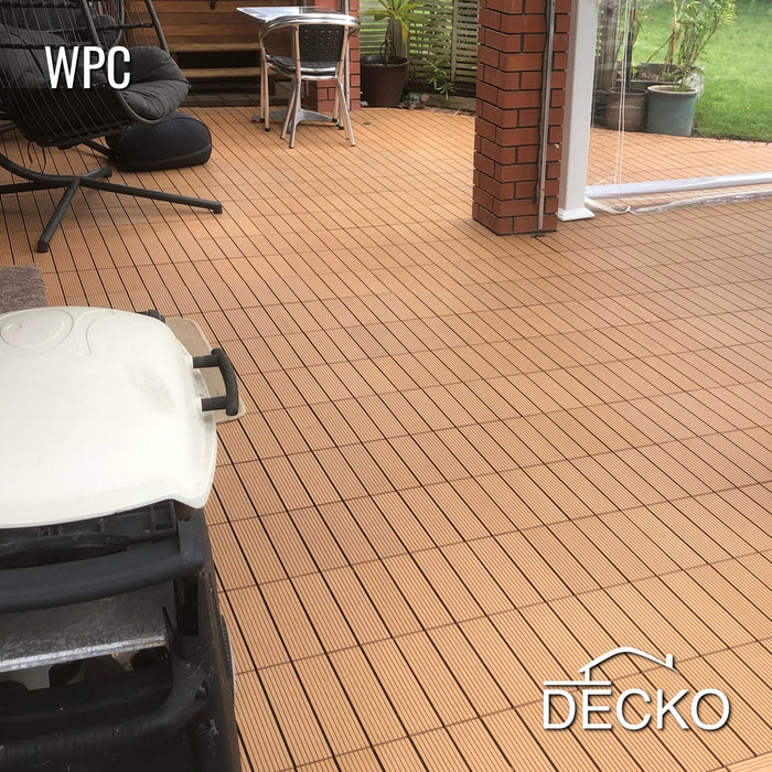 Deck Tiles - Premium WPC Interlocking - TEAK | DECKO (11.8" x 11.8" x 0.8" tile) - (One Piece)