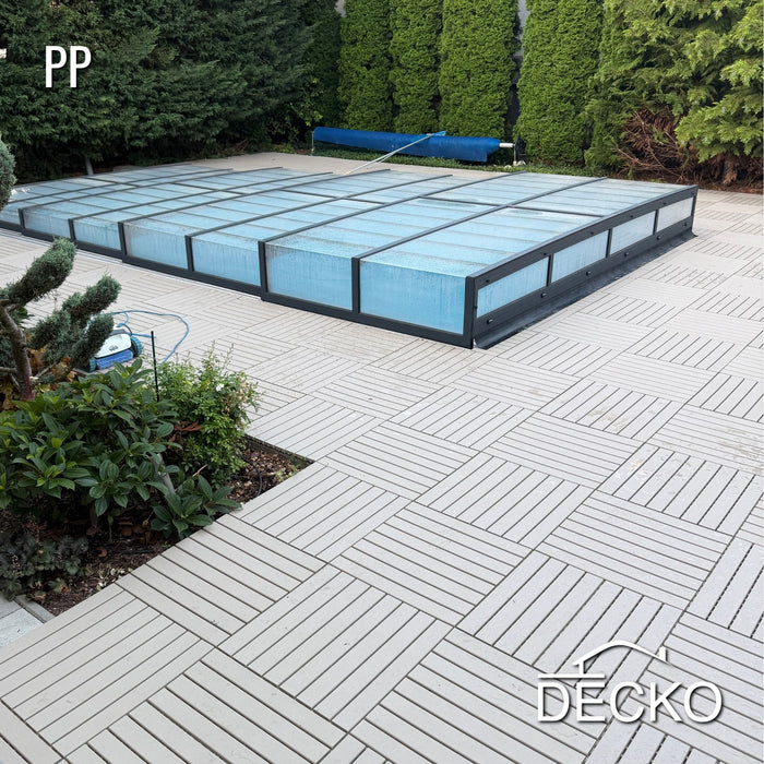 Deck Tiles - BEIGESLAT - Interlocking PP Flooring - High End Polypropylene | 100% Recyclable | DECKO Lite (24" x 12" x 0.78" tile)