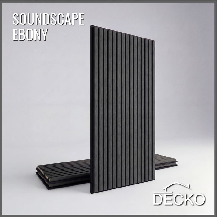 Acoustic Sound Dampening Wall Panels - <b>EBONY Long</b> - box of 3 panels (47.2" x 23.6" x 0.8") <b>7.7 sq ft</b> coverage | DECKO SOUNDSCAPE