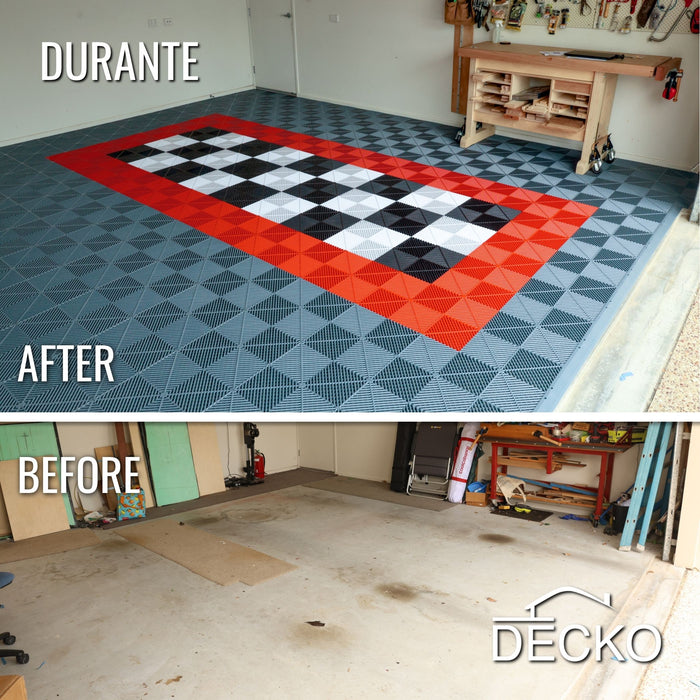 Garage Tile - WHITE - Interlocking PP Flooring - High End Polypropylene | 100% Recyclable | DECKO DURANTE (15.8" x 15.8" x 0.7" tile)
