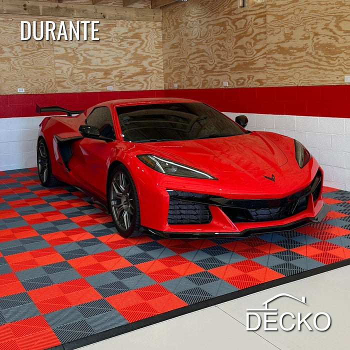 Garage Tile - RED - Interlocking PP Flooring - High End Polypropylene | 100% Recyclable | DECKO DURANTE (15.8" x 15.8" x 0.7" tile)