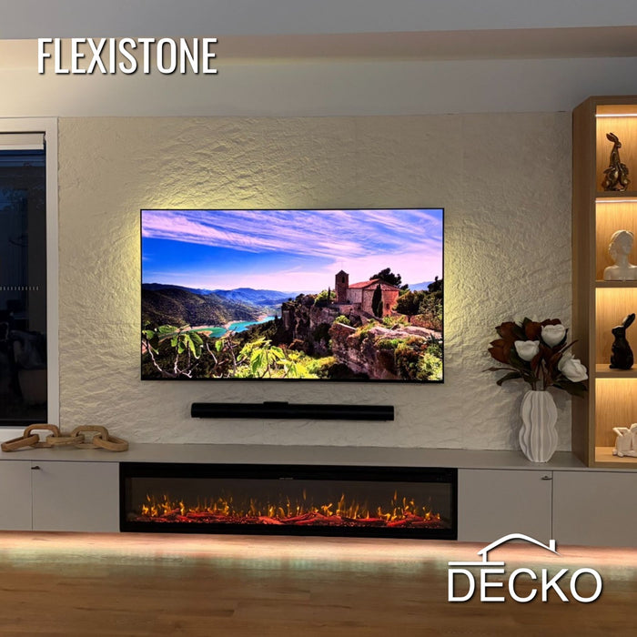 Flexible 3D Stone Wall Panels - GRANDE BIANCO - Box of 5 serial panels (47.2" x 23.6") 38.75 sqft coverage | DECKO Flexistone