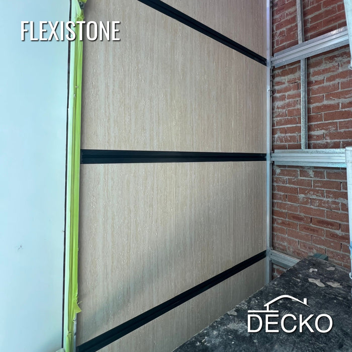 Flexible 3D Stone Wall Panels - GRANDE TRAVERTINO GOLD - Box of 6 panels (47.2" x 23.6") 46.5 sqft coverage | DECKO Flexistone