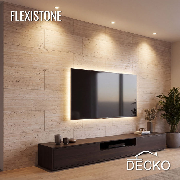 Flexible 3D Stone Wall Panel Sample - TRAVERTINO BRONZE | DECKO Flexistone - Free Shipping