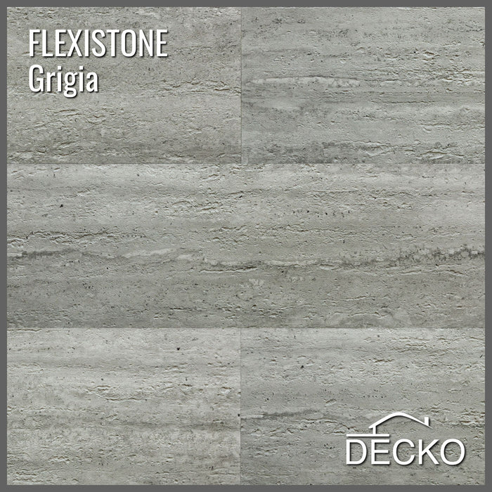 Flexible 3D Stone Wall Panels - PIETRA GRIGIA - Box of 16 panels (35.4" x 11.8") 46.5 sqft coverage | DECKO Flexistone