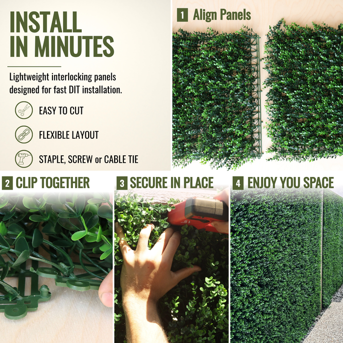 Artificial Plants Green Wall Panel - ARBOREA - 1.6' x 1.6' - | DECKO VERDURE (2,56 sq. feet panel)