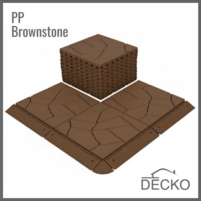 Deck Tiles - BROWNSTONE - Interlocking PP Flooring - High End Polypropylene | 100% Recyclable | DECKO Lite (12" x 12" x 0.78" tile)