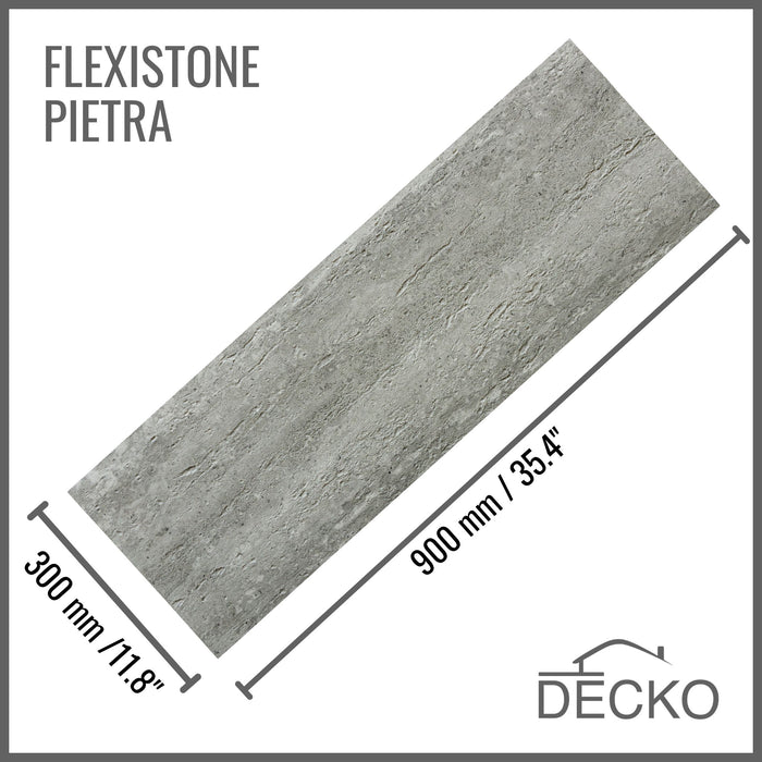 Flexible 3D Stone Wall Panels - PIETRA GRIGIA - Box of 16 panels (35.4" x 11.8") 46.5 sqft coverage | DECKO Flexistone